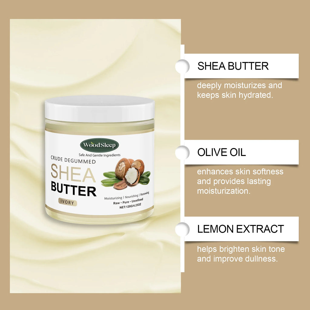 Crude Shea Butter Cream for Extremely Dry Skin Deep Moisturizing Nourishing Multi Purpose Skin Care Face Hand Body Cream 120g